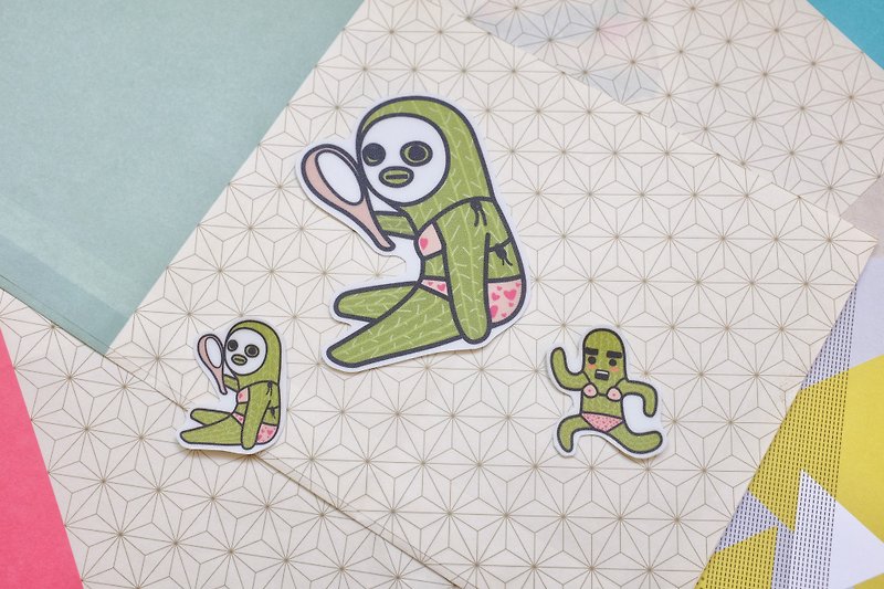 | Waterproof Stickers | Cactus Girl - สติกเกอร์ - กระดาษ สีเขียว