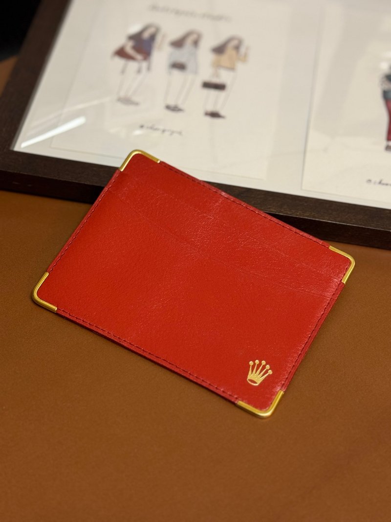中古正品 勞力士 Rolex 真皮皮套 卡片夾 短夾 禮物 - 名片夾/名片盒 - 真皮 紅色