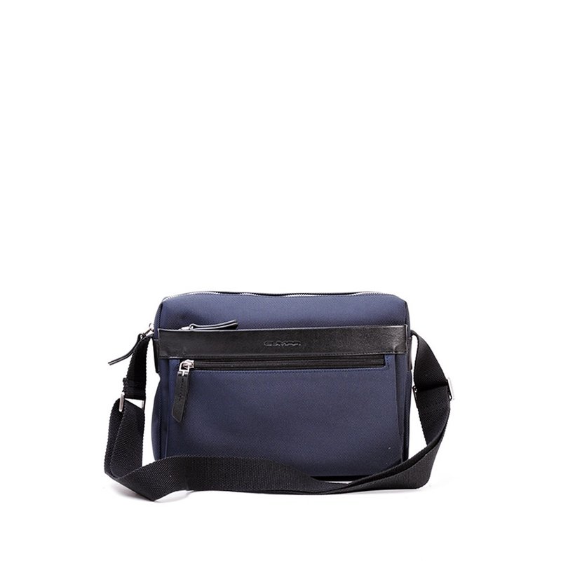 CUMAR DUAL horizontal CROSSBODY BAG - Messenger Bags & Sling Bags - Genuine Leather Blue