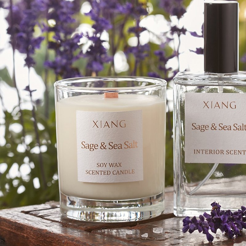 XIANG鑲香。Sage and Sea Salt soy wax scented candle 190g - เทียน/เชิงเทียน - ขี้ผึ้ง 