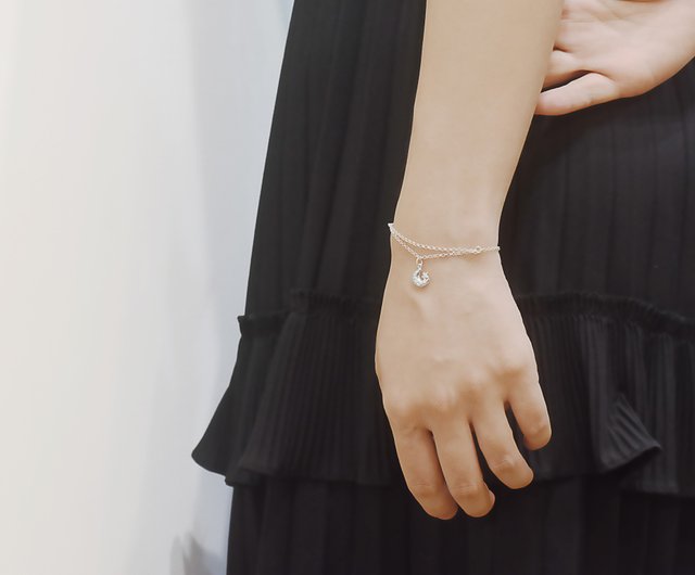 Moon Star | Sterling Silver Bracelet Double Link Cute Custom