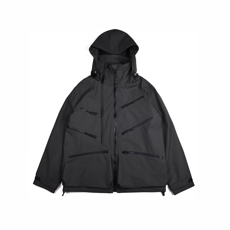 oqLiq-omni direction-Non-character hooded windbreaker jacket (black)