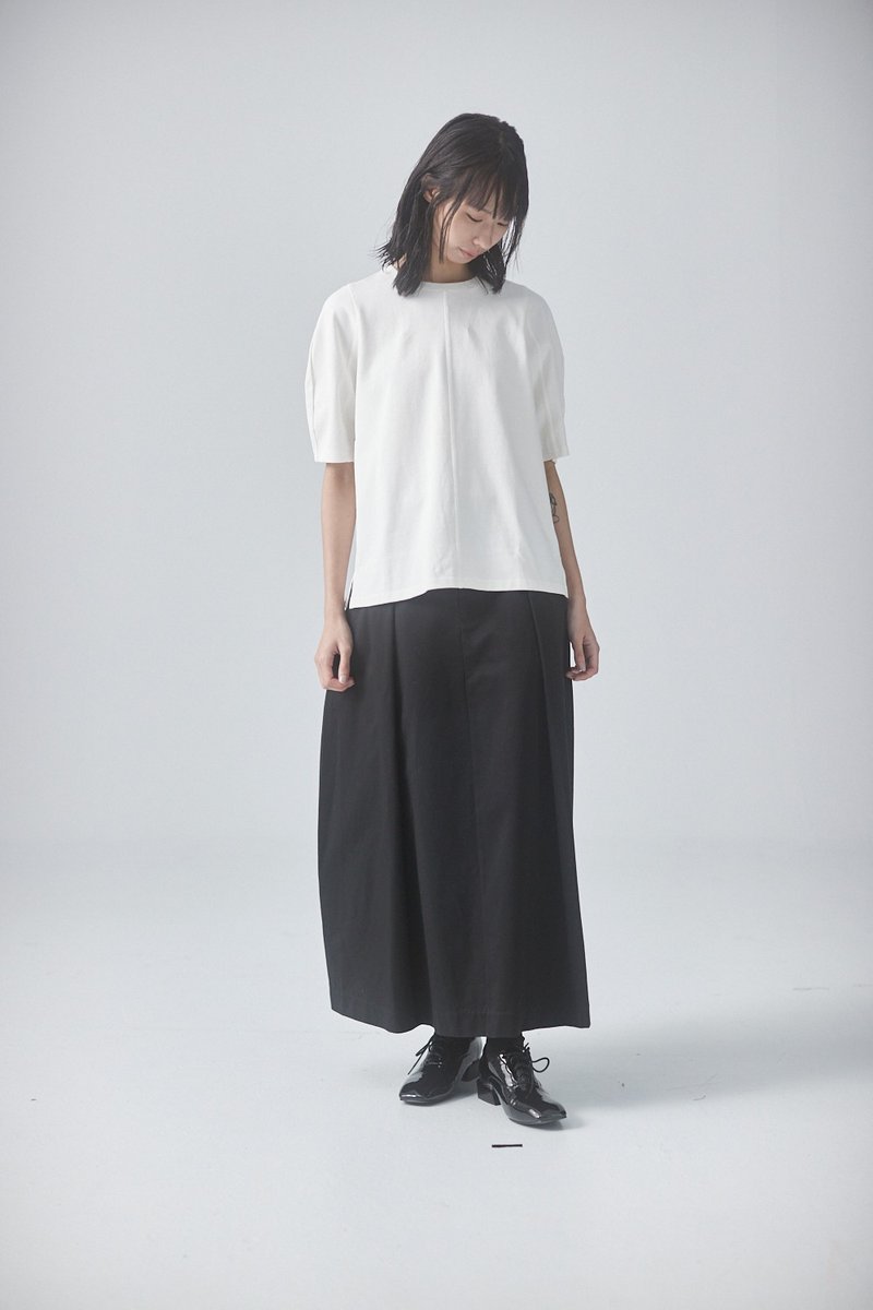 Live pleated cocoon skirt - Skirts - Cotton & Hemp Black