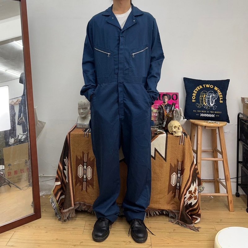 DICKIES 藍色42 長袖 連身工作服 COVERALLS 古著 二手 - 男長褲/休閒褲 - 棉．麻 藍色