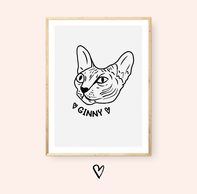 Custom cat portrait (DIGITAL FILE)  Funny handdrawn pet portrait