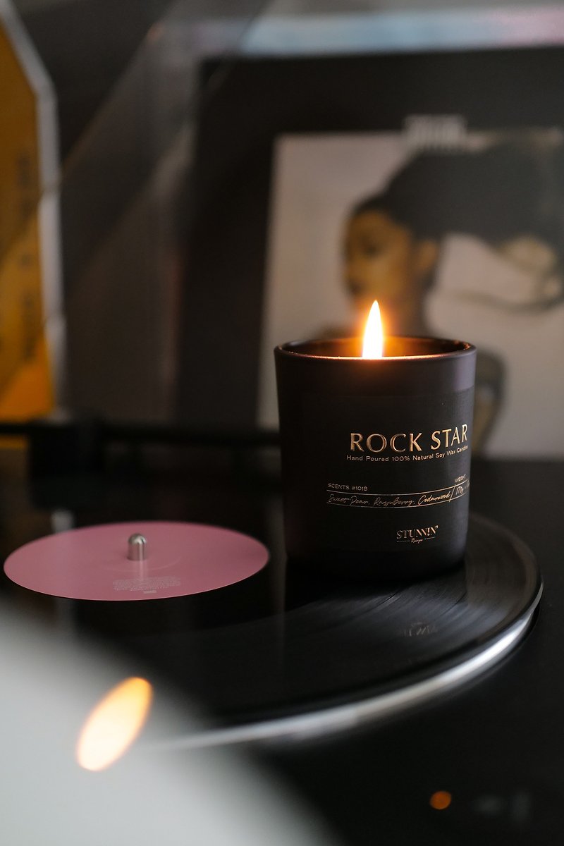 Scented Candle - Rock Star Rock Wildberry Blackberry Cedar - Candles & Candle Holders - Other Materials 