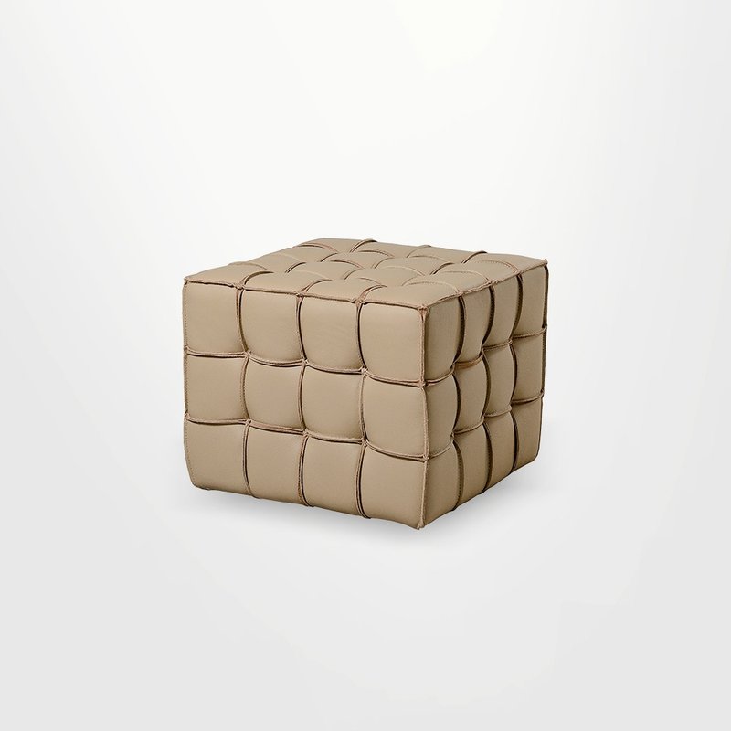 【D3 Original Wood Home】Cube Cowhide Stool - 46cm - Chairs & Sofas - Genuine Leather 