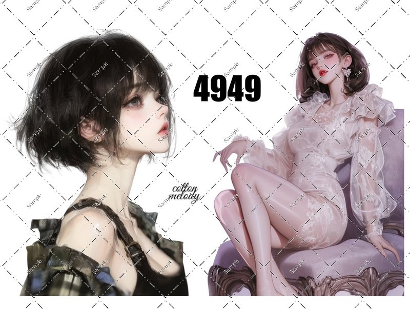 original sticker no.4949 人物ステッカー オリジナルステッカー オリジナル人物ステッカー 装飾ステッカー cotton melody - 貼紙 - 紙 