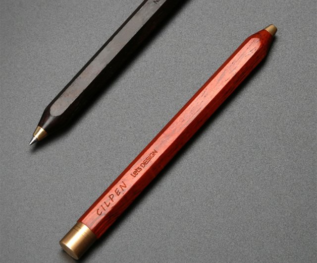 CILPEN 純真ペン 六角形の<イエロー>黒檀ペン 芯が回転するデザイン