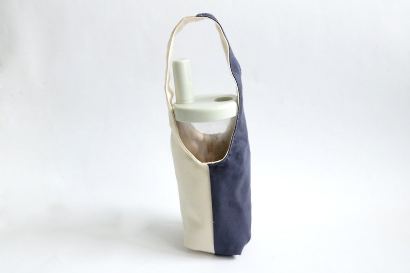 Suede double-sided environmental protection cup cover beverage bag-dark blue x m without cup - ถุงใส่กระติกนำ้ - ผ้าฝ้าย/ผ้าลินิน สีน้ำเงิน
