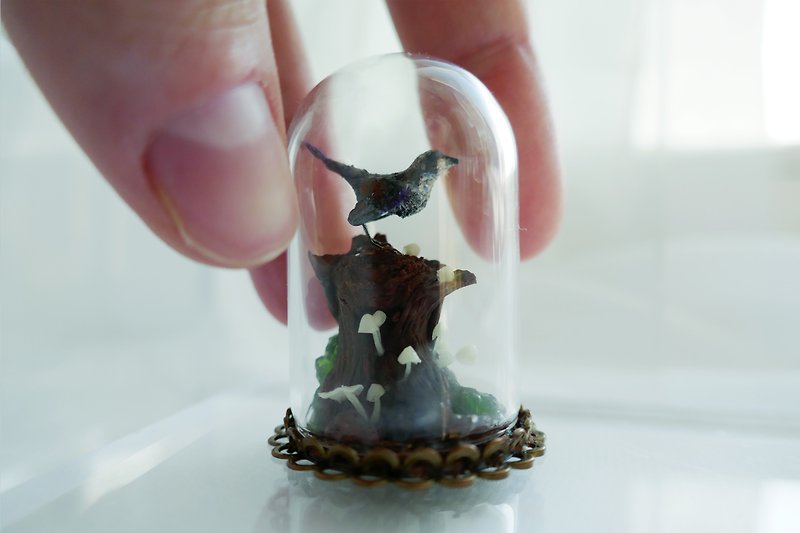 1:12 miniature polymer clay animals | A songbird on a stump - 其他 - 黏土 綠色