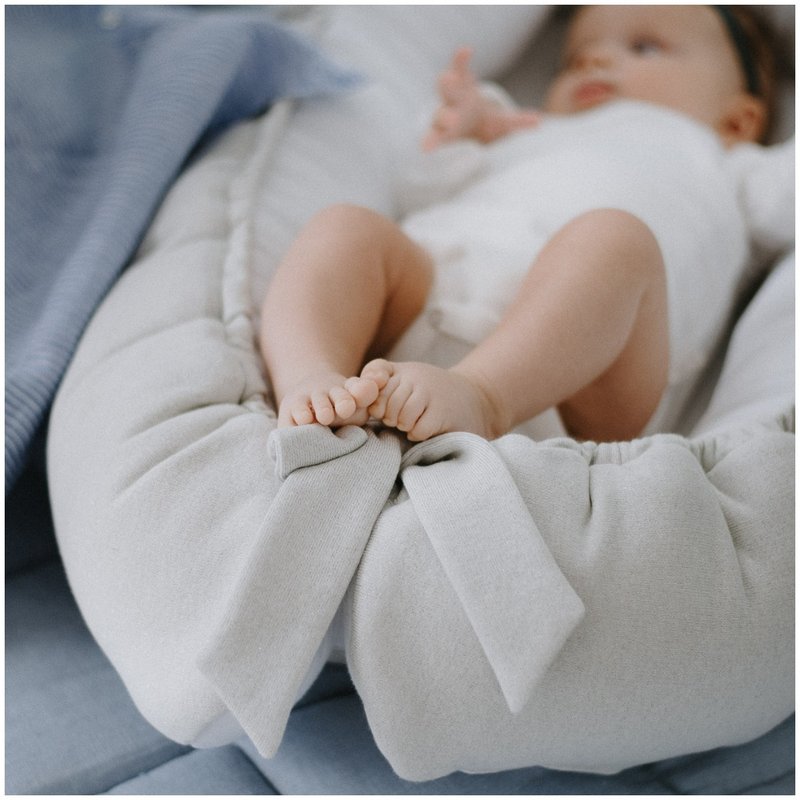 Shiny White Muslin Baby Girl Nest - 嬰兒床/床圍/寢具 - 棉．麻 銀色