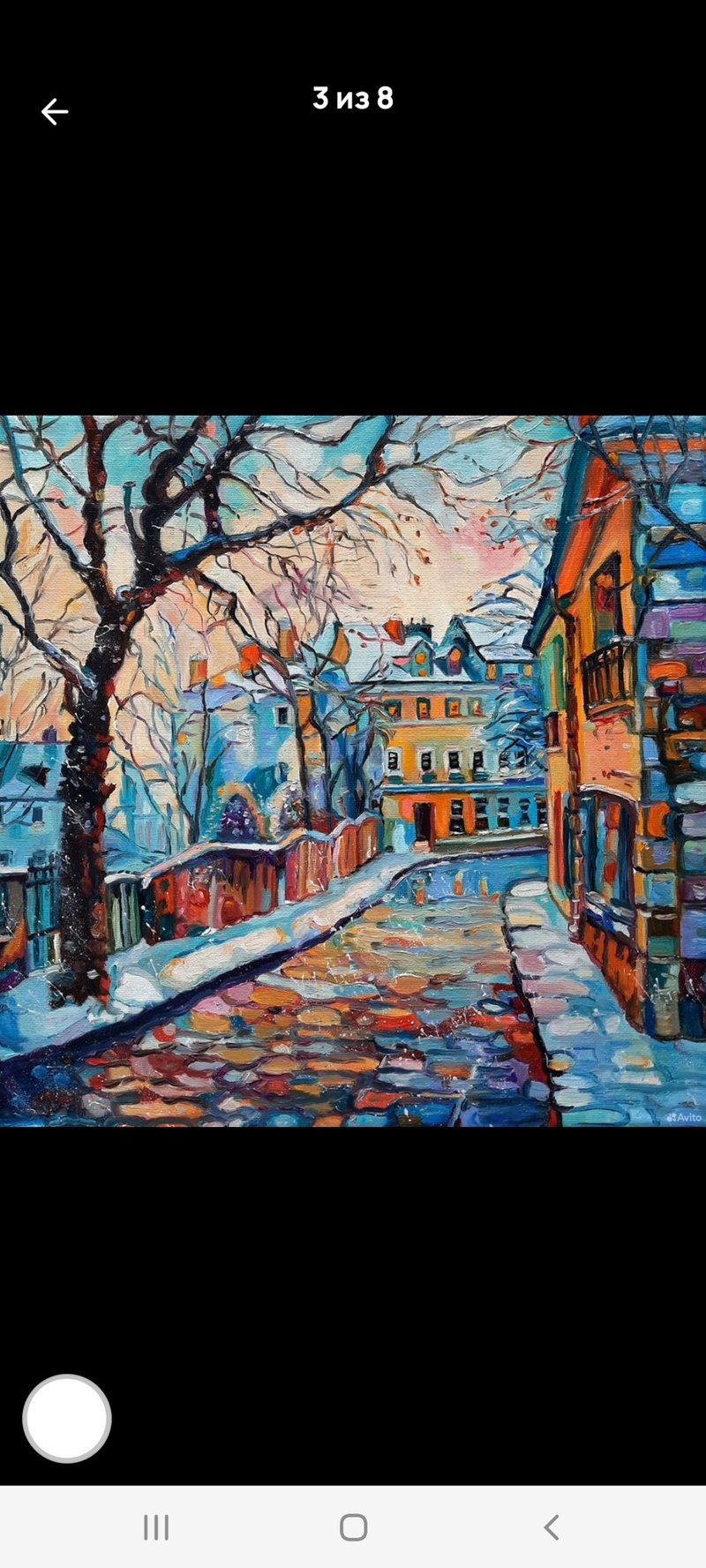 冬の夕焼け 絵画 原画 油彩画 油絵 30x30cm - ウォールデコ・壁紙 - その他の素材 ピンク