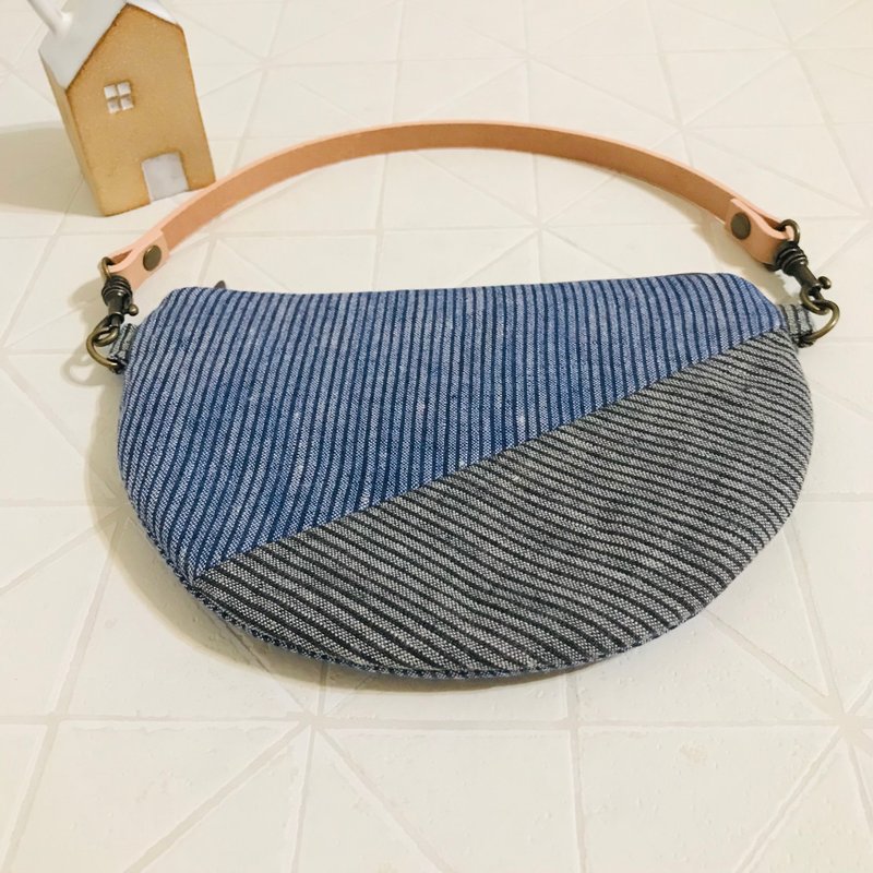 Japan Omi linen weaving hand small D bag 060422C - กระเป๋าถือ - ผ้าฝ้าย/ผ้าลินิน หลากหลายสี