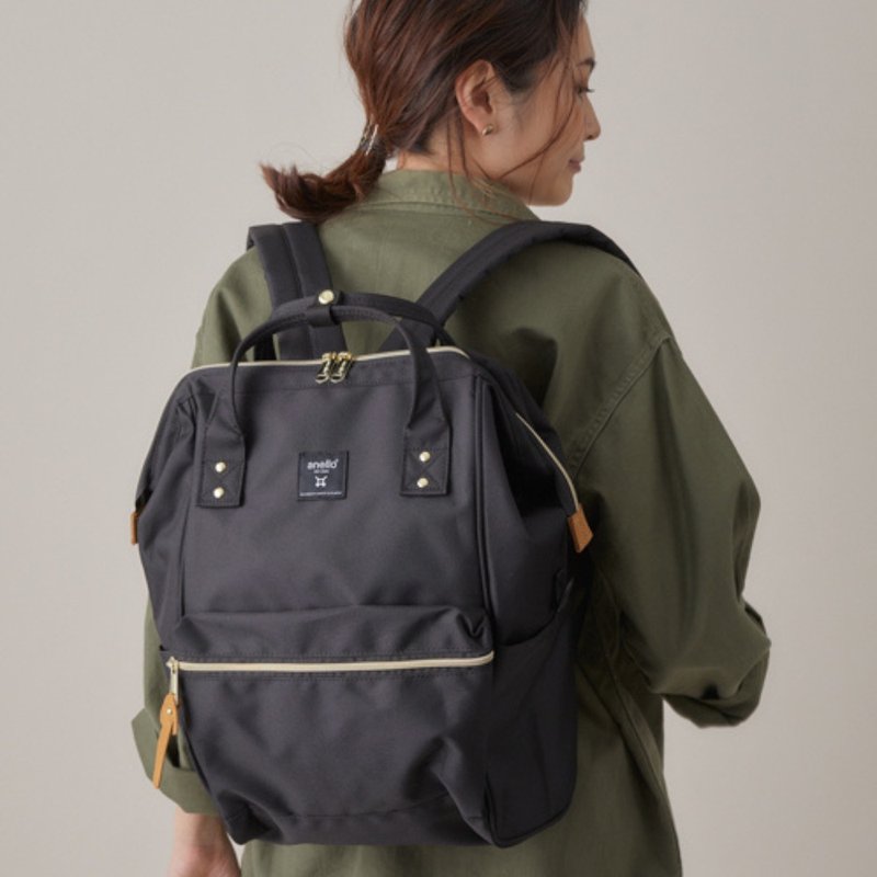 anello Cross Bottle Series Classic Backpack Regular ATB0193R - Black - กระเป๋าเป้สะพายหลัง - เส้นใยสังเคราะห์ สีดำ