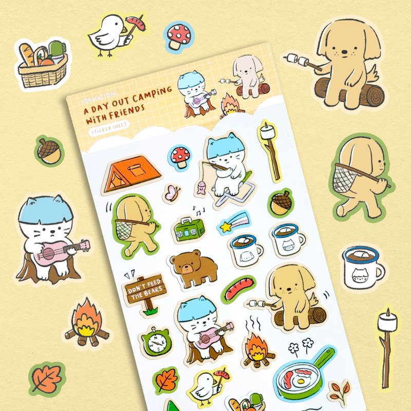 A Day Out Camping With Friends Sticker Sheet - 貼紙 - 防水材質 