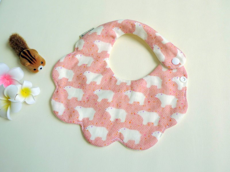 Cloud six-layer gauze bib saliva towel--little polar bear (powder) - Bibs - Cotton & Hemp Pink