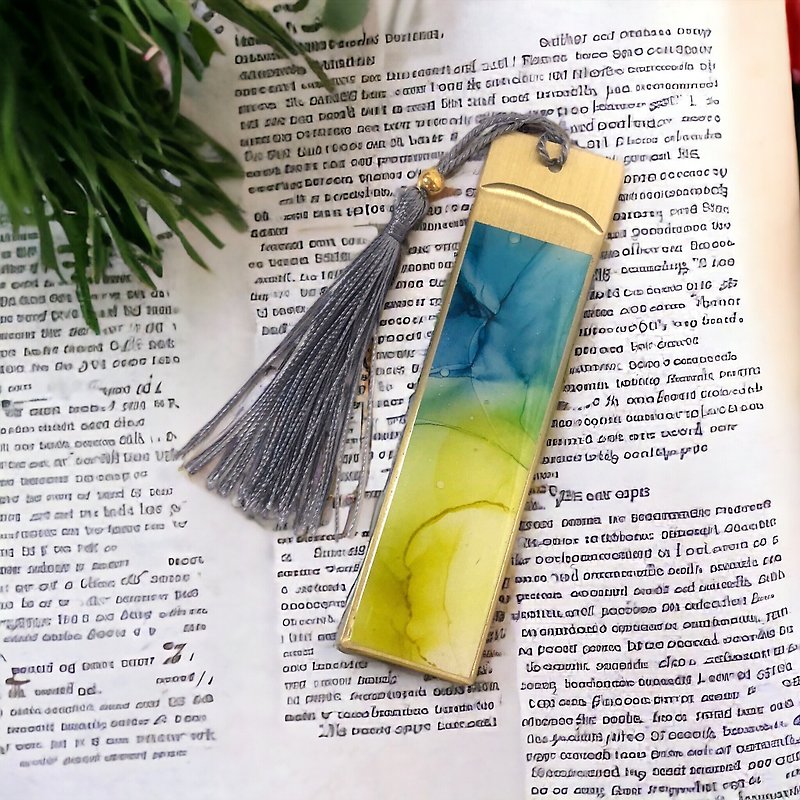 Alcohol Ink Art Gold Brass / Aluminium Bookmark #10 - Bookmarks - Other Metals Multicolor