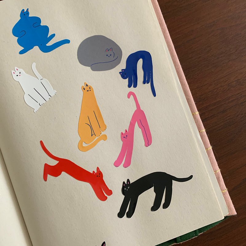貼紙 | 彩色貓貓亮膜貼紙 - 貼紙 - 紙 多色