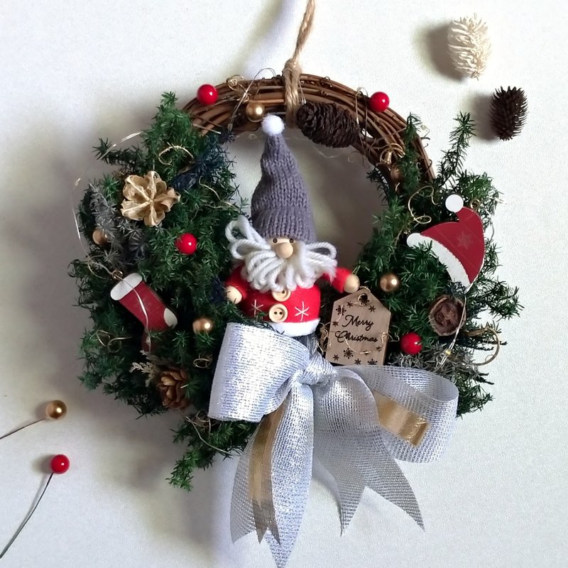 【X'mas│老公公2.0】聖誕花圈│永生花(不凋花)│乾燥花 - 乾燥花/永生花 - 植物．花 多色