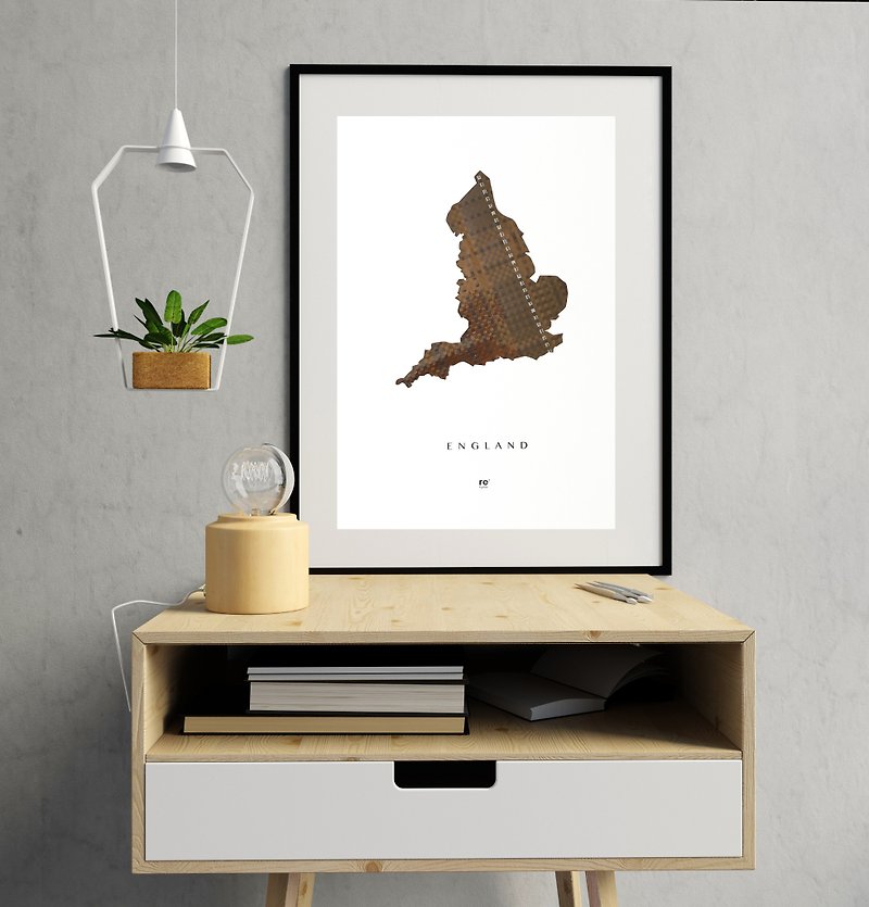 MusicCloth England map poster weaved of cassette tapes | British gift - Posters - Other Materials Khaki