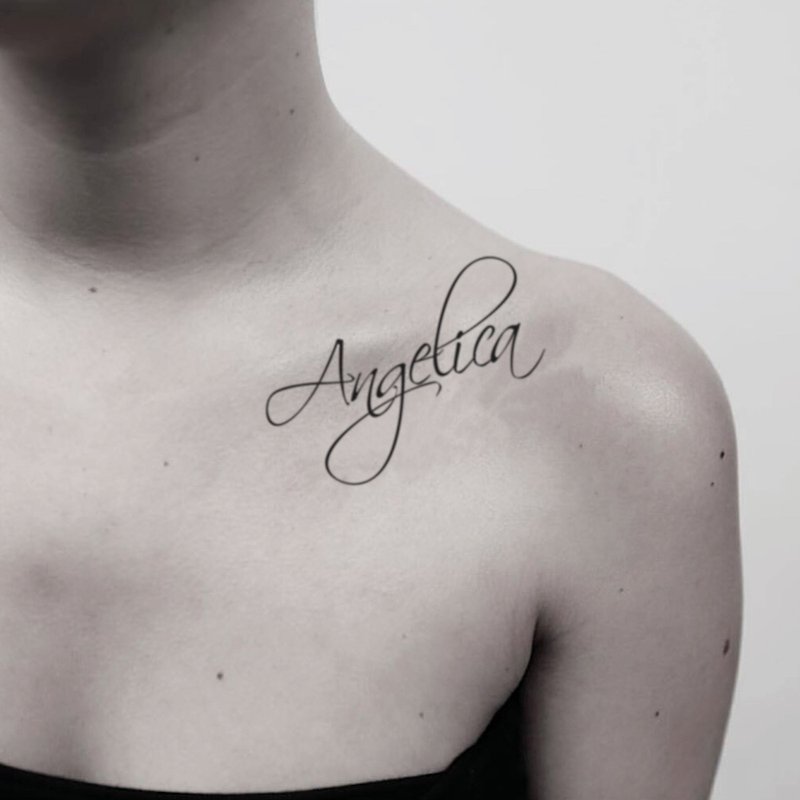 Angelica Temporary Tattoo Sticker (Set of 2) - OhMyTat - สติ๊กเกอร์แทททู - กระดาษ สีดำ