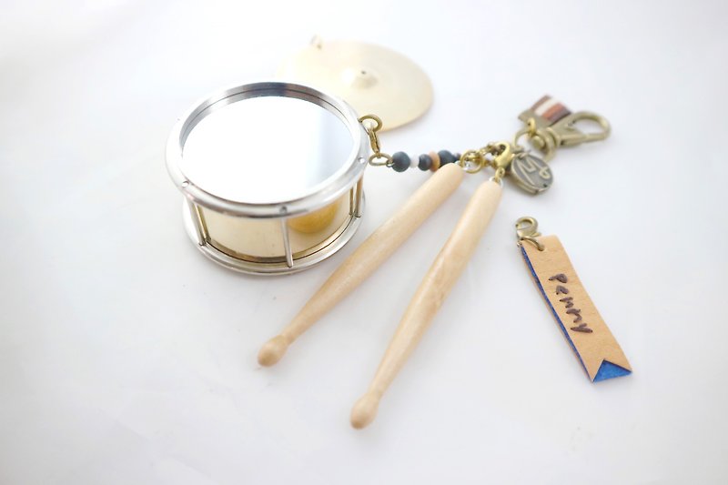 [Small Drum + Drum Stick] Mini Bongo Textured Mini Model Charm Support Hong Kong Reverse - Charms - Other Metals Gold