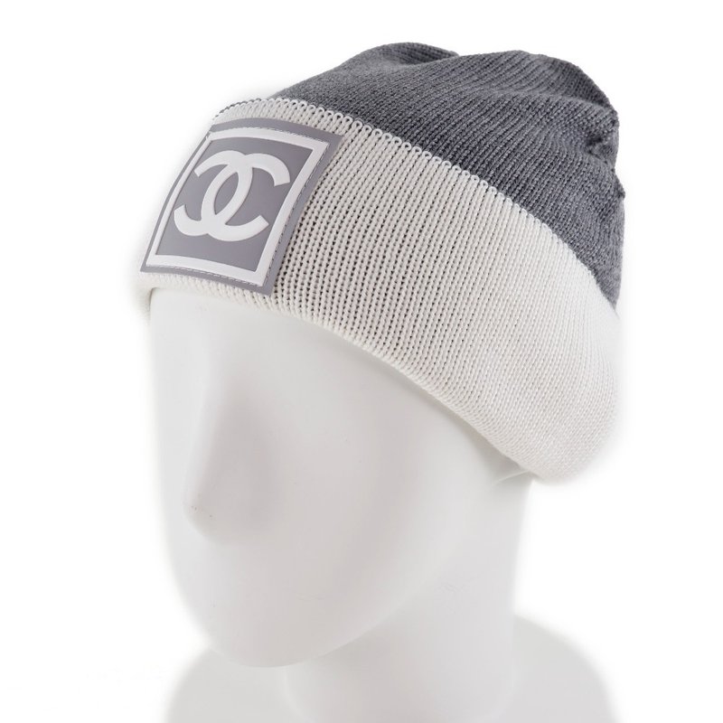 【日本直送】シャネル CHANEL ココマーク ニットキャップ スポーツライン ウール × シルク × カシミア 白 レディース【未使用】 - 帽子 - 羊毛 灰色