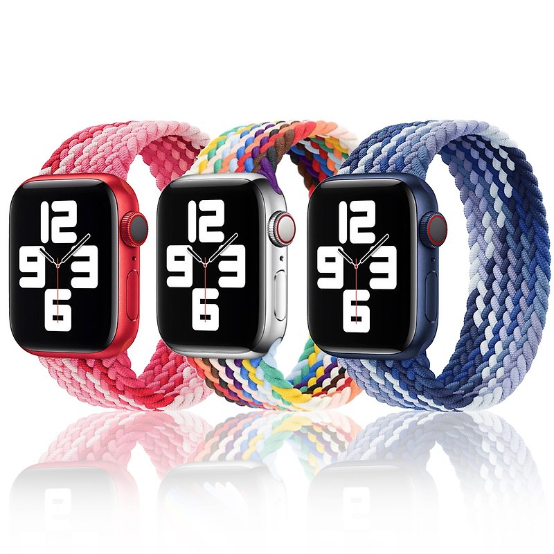Apple Watch 8色彩虹千鳥格漸變編織蘋果替換錶帶 - 錶帶 - 尼龍 多色