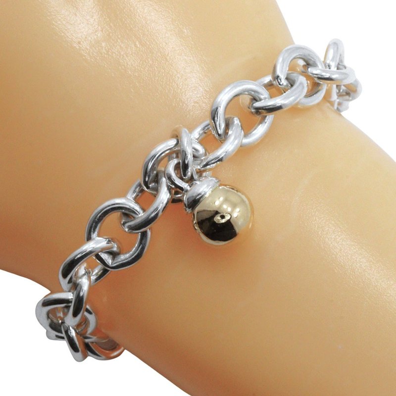 【日本直送】ティファニー TIFFANY&Co. ハードウェア ダンクル ボール ブレスレット シルバー925×K18YG 約33.7g レディース【中古】 - 手鍊/手環 - 銀 銀色
