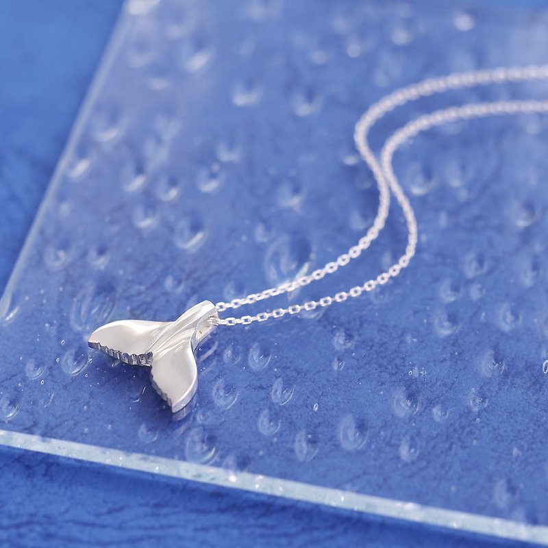 Glossy) Whale Tail Men's Necklace Silver 925 - สร้อยคอ - โลหะ สีเงิน