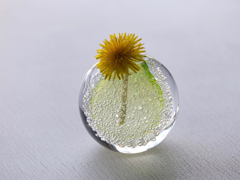 泡の一輪挿し　レモンイエロー - 花瓶・植木鉢 - ガラス グリーン