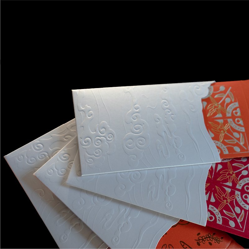 White auspicious clouds. Red envelope envelope. Children's Chinese New Year DIY - ถุงอั่งเปา/ตุ้ยเลี้ยง - กระดาษ ขาว