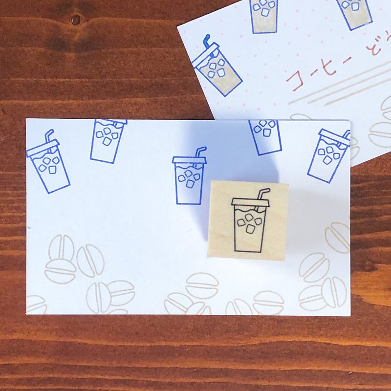 Iced coffee stamp that can be colored / Fortune stamp - Stamps & Stamp Pads - Other Materials White