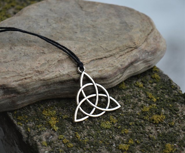 Triquetra black cord necklace Celtic knot triquetra adjustable