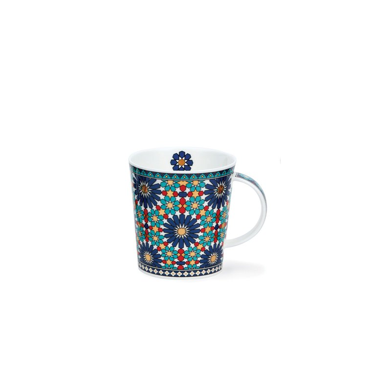 [100% Made in the UK] Dunoon Moroccan Style Bone China Mug-Blue-320ml - Mugs - Porcelain Blue