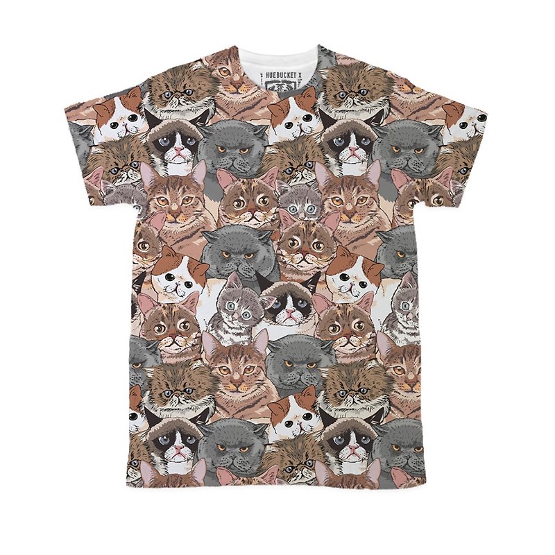 PUG Life • Social Cats • Unisex T-shirt - 男 T 恤 - 聚酯纖維 咖啡色