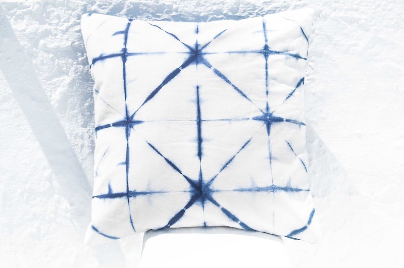 Blue dyed pillowcase/cotton pillowcase/printed pillowcase/indigo blue dyed pillowcase-blue dyed geometry