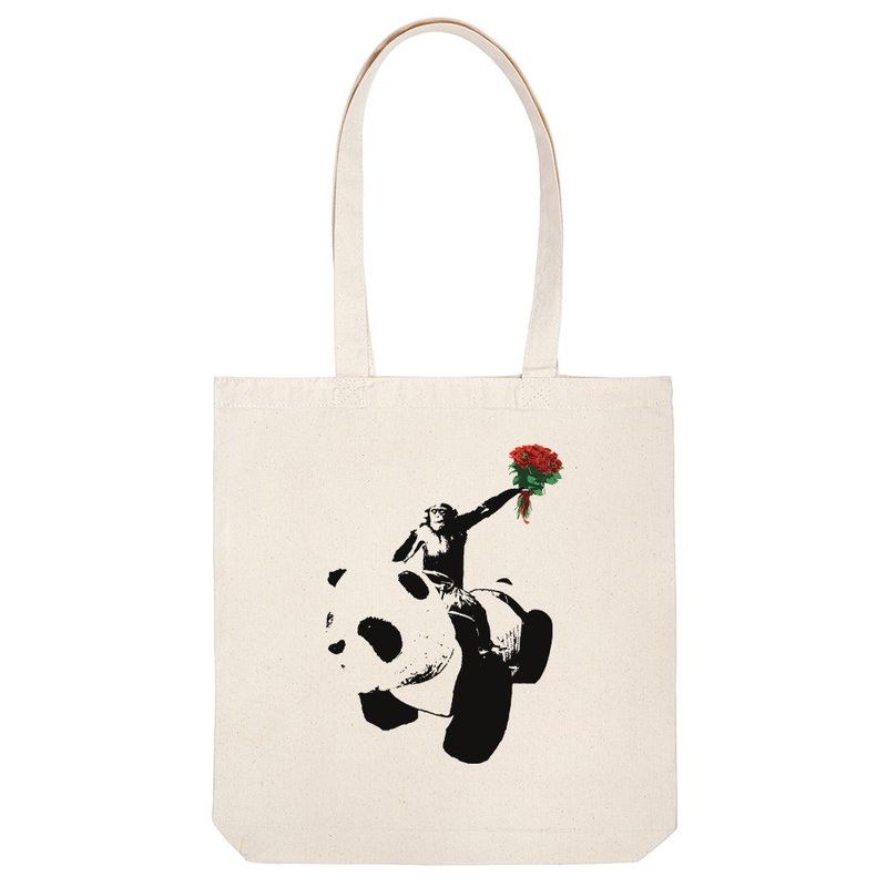 tote bag / flower monkey - 手提包/手提袋 - 棉．麻 卡其色