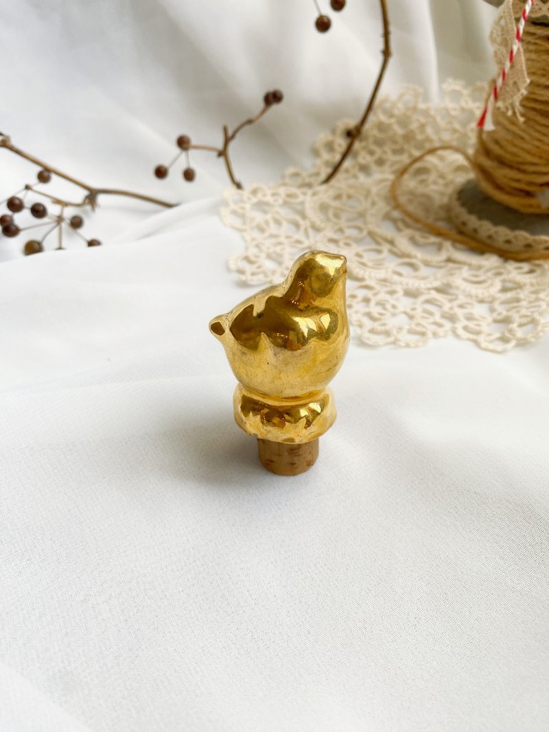 [Good Day Fetish] Spain brings back handmade ceramic golden Happy Bluebird wine bottle stopper - Other - Porcelain Gold