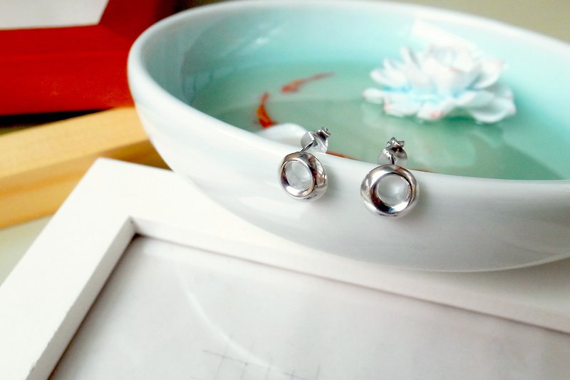 -Yuan Rong-Minimalist versatile three-dimensional double round earrings earrings 925 sterling silver simple life - Earrings & Clip-ons - Sterling Silver Silver