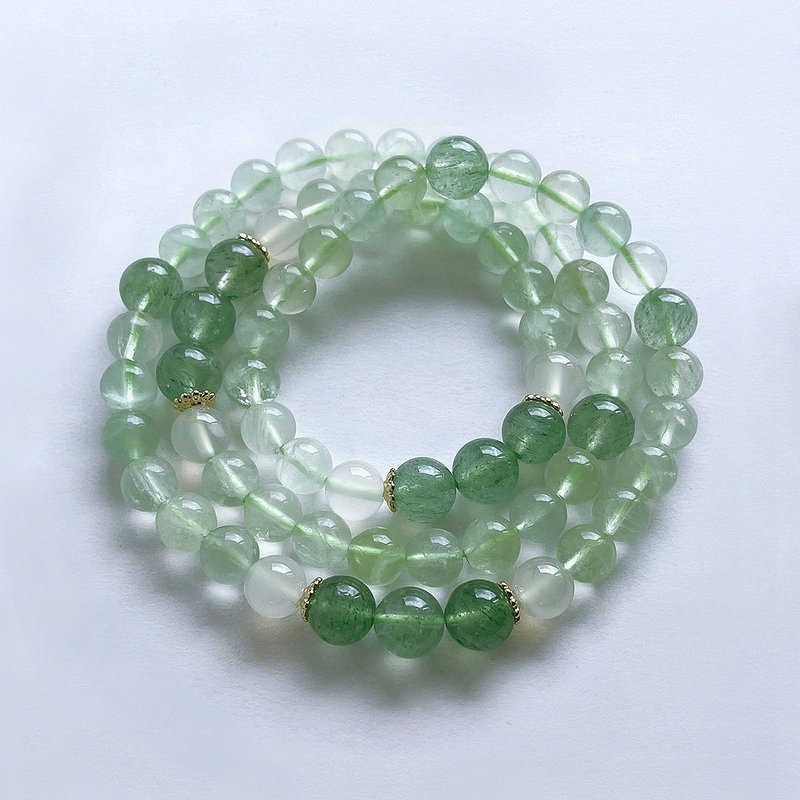 Gemstone Natural Ore Green Fluorite Green Strawberry Bracelet Necklace - Bracelets - Gemstone Green