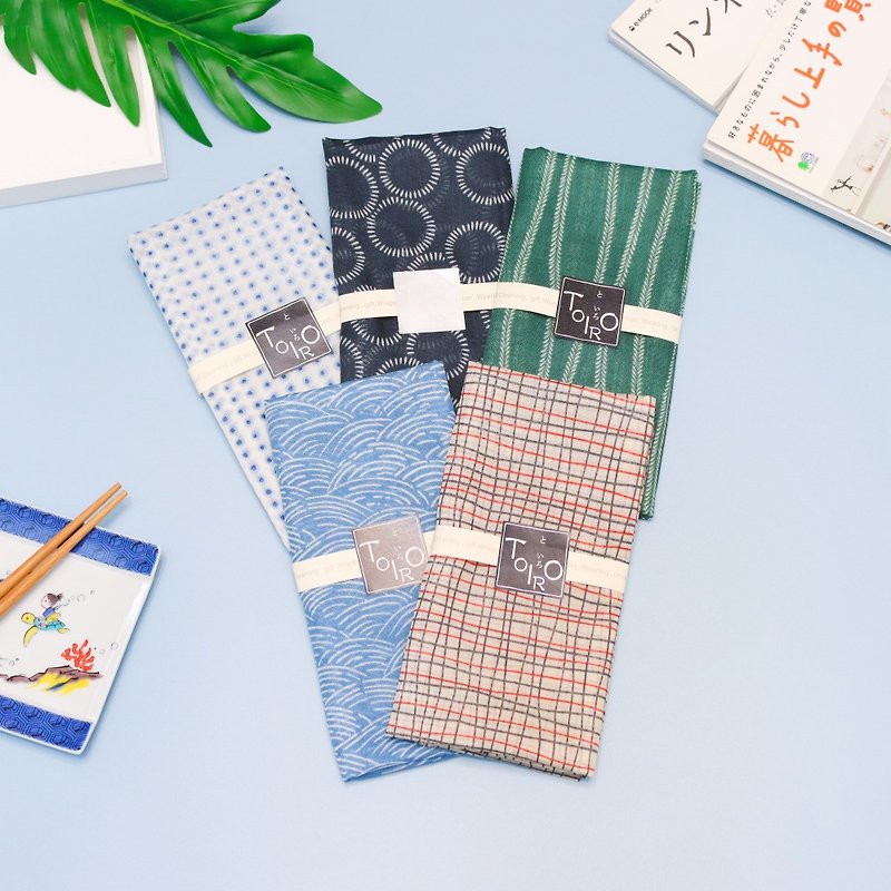 [Fashion Essentials for Hot Summer] Kyoto Handkerchief-TOIRO Series-Cross (Grid) - Handkerchiefs & Pocket Squares - Cotton & Hemp 