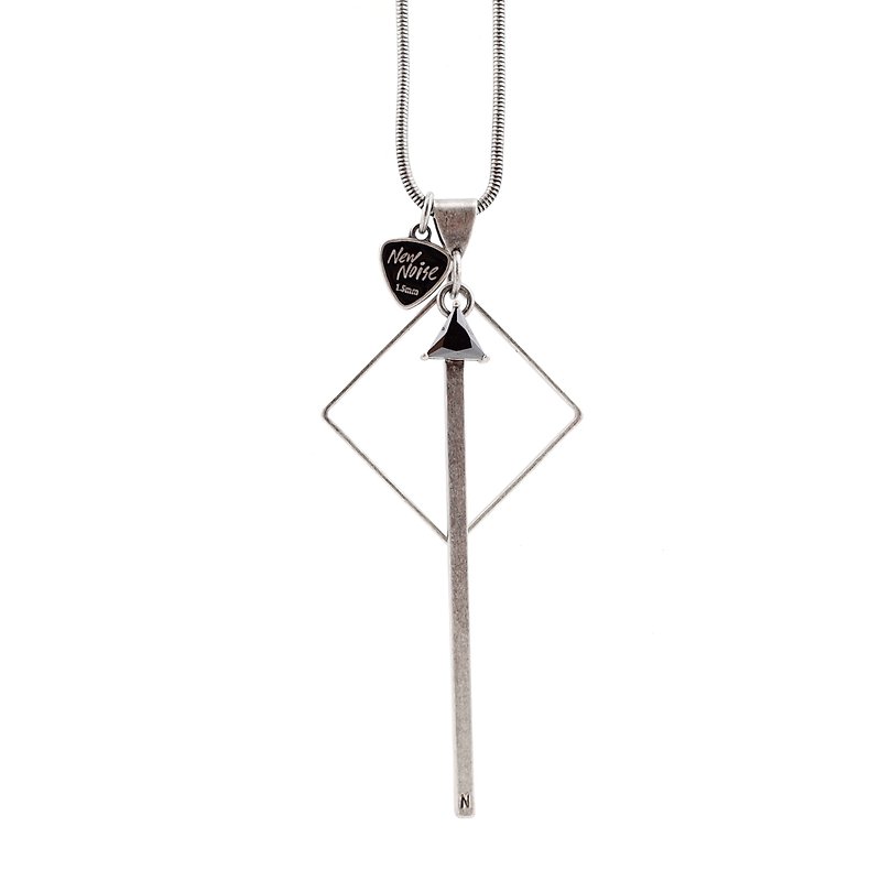 NEW NOISE 音樂飾品實驗所-菱型鋯石PICK項鍊 (古銀色) Diamond-shaped zircon necklace - 項鍊 - 其他金屬 灰色