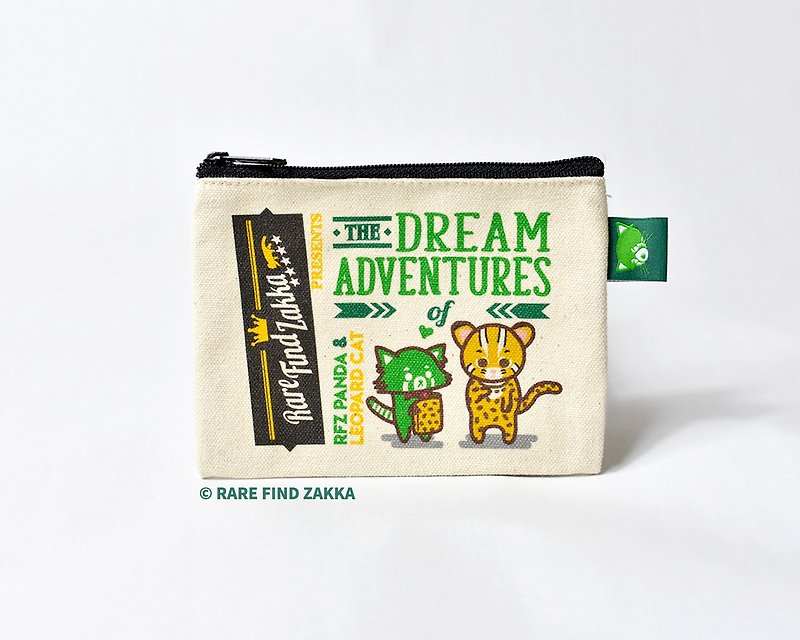 Non-dyed Cotton Canvas Coin Purse - RFZ Panda / Leopard Cat - กระเป๋าใส่เหรียญ - ผ้าฝ้าย/ผ้าลินิน ขาว