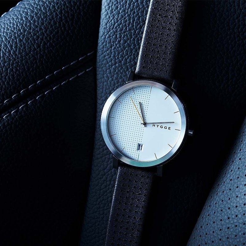 日本HYGGE 日本低調率性真皮腕錶 不銹鋼銀 黑皮帶 Made in Japan - 男錶/中性錶 - 其他金屬 