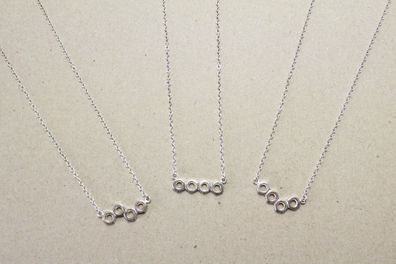 925 sterling silver nut shape arrangement necklace - สร้อยคอ - เงิน 