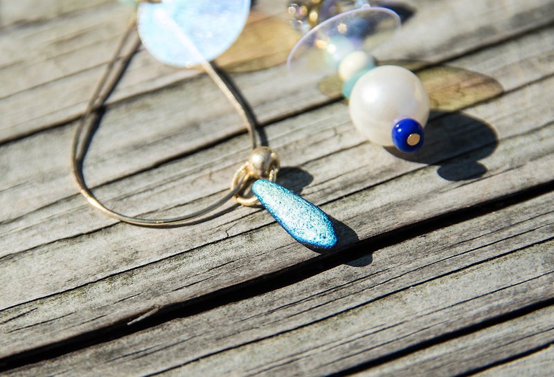 Handmade Earrings | Mermaid's Tear - ต่างหู - เครื่องเพชรพลอย สีน้ำเงิน