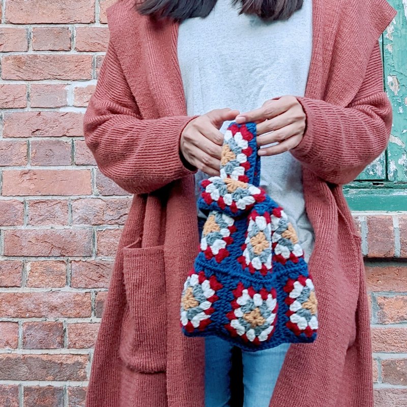 2 way / 金魚花火拼格鈎織手提袋 - 手提包/手提袋 - 棉．麻 多色