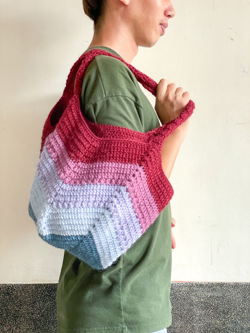 【Grandma Weaving】Handmade Crochet Fashion Mixed Color Bucket Bag-Winter